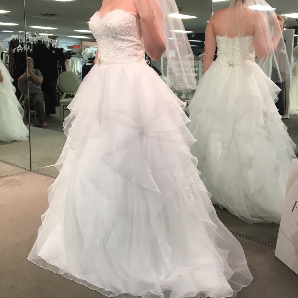 David’s Bridal Ruffle and Lace Gown